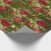 Elegante bloemen Merry Kerstgoud glitter moss Cadeaupapier (Hoek)