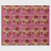 Elegante bloemen Merry Kerstgoud glitter roze Cadeaupapier (Vlak)