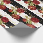 Elegante bloemen Merry Kerstgoudglitter Cadeaupapier (Hoek)