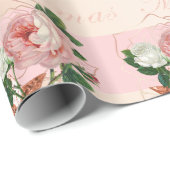 Elegante bloemen Merry Kerstmis roos goudglitter Cadeaupapier (Rol Hoek)