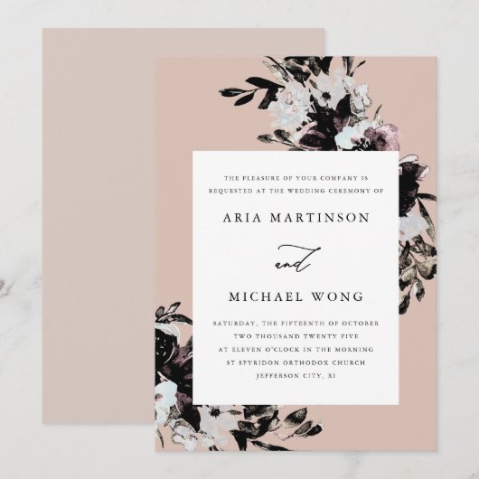 Elegante Bloemen met Dramatische Zwarte Bladeren B Kaart (Voorkant / Achterkant)