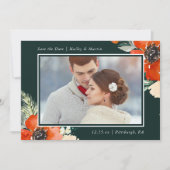 Elegante Bloemen met Foto Bruiloft Save the Date (Voorkant)