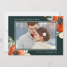Elegante Bloemen met Foto Bruiloft Save the Date