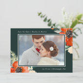 Elegante Bloemen met Foto Bruiloft Save the Date (Staand voorkant)
