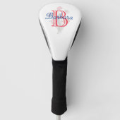 Elegante Bloemen met Gepersonaliseerde Monogram Na Golfheadcover (Voorkant)