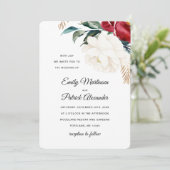 Elegante bloemen met groen Kerstbruiloft Kaart (Staand voorkant)