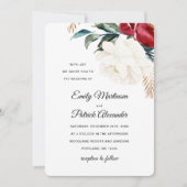 Elegante bloemen met groen Kerstbruiloft Kaart (Voorkant)