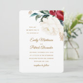 Elegante Bloemen Met Groen Kerstbruiloft Kaart (Staand voorkant)