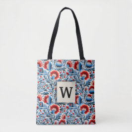 Elegante Bloemen met Initiaal van Bruidsmeisje in  Tote Bag