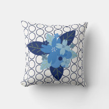 Elegante bloemen met patroon blauw monochromatisch