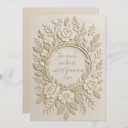 Elegante Bloemen met Romantische Rustige bruiloft Feestdagenkaart (Voorkant / Achterkant)