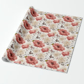 Elegante  Bloemen met Vlinders Cadeaupapier (Uitgerold)