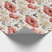 Elegante  Bloemen met Vlinders Cadeaupapier (Hoek)