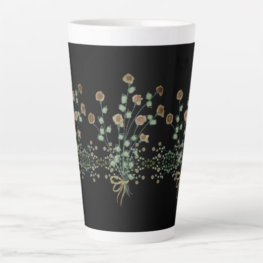 Elegante bloemen met zwart latte mok (Voorkant)