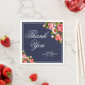 Elegante Bloemen Midnight Blue Bedankt Papier Servet (Insitu)