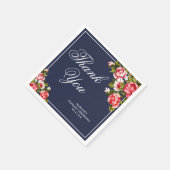 Elegante Bloemen Midnight Blue Bedankt Papier Servet (Hoek)