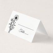 Elegante bloemen minimalistische zwart wit bruilof kaart (Voorkant)