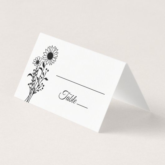 Elegante bloemen minimalistische zwart wit bruilof kaart (Voorkant)