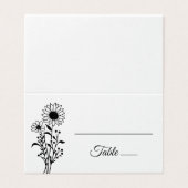 Elegante bloemen minimalistische zwart wit bruilof kaart (Buitenkant ongevouwen)