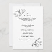 Elegante Bloemen Modern Zwart-Wit Net Getrouwd Kaart (Voorkant)