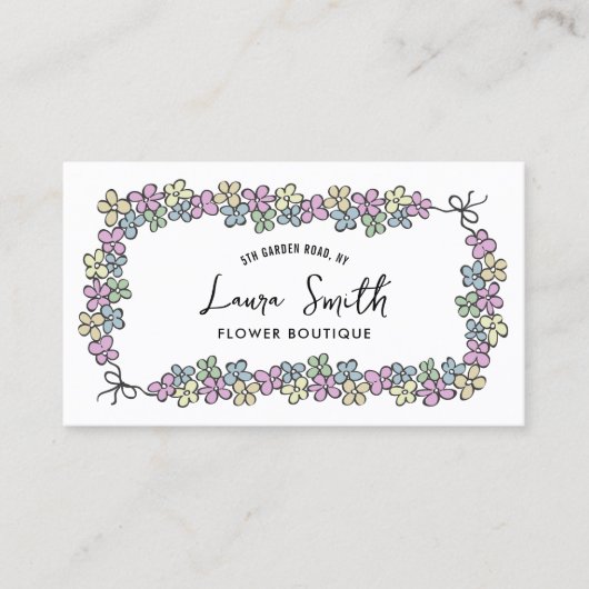 Elegante Bloemen Moderne Hand getrokken Botanische Visitekaartje (Voorkant)