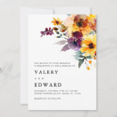 Elegante Bloemen Moderne Herfst Huwelijksuitnodigi Kaart (Voorkant)