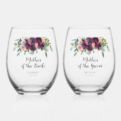 Elegante Bloemen Moeder van de bruid bruidegom Wijnglas Zonder Voet (Voorkant)