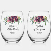 Elegante Bloemen Moeder van de bruid bruidegom Wijnglas Zonder Voet