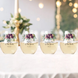 Elegante Bloemen Moeder van de bruid bruidegom Wijnglas Zonder Voet