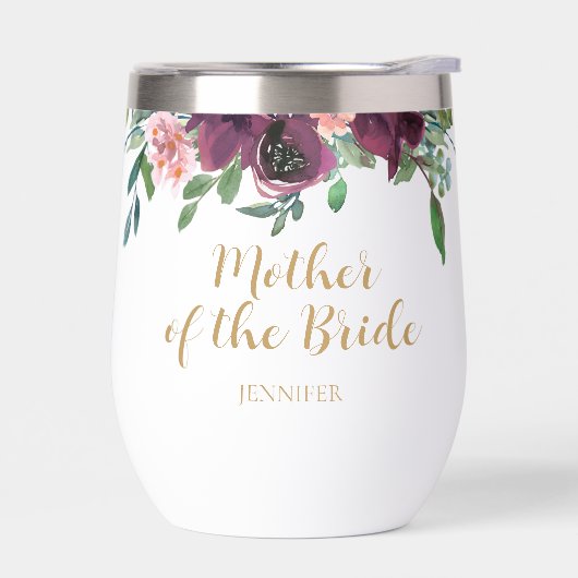 Elegante Bloemen Moeder van de Bruid Wijn Tumbler (Links)