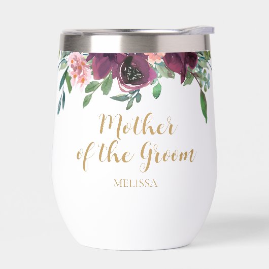 Elegante Bloemen Moeder van de Groom Wijn Tumbler (Links)