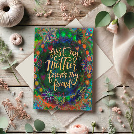 Elegante Bloemen Moeder Vriend Quote Groen Kaart