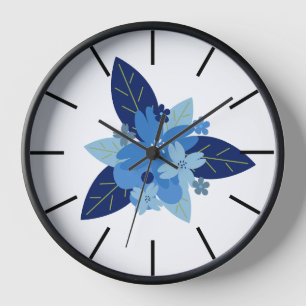 Elegante bloemen monochromatisch blauw ontwerp