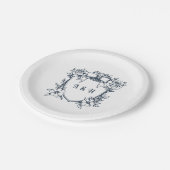 Elegante  Bloemen & Monogram Crest Wedding Papieren Bordje (Gekanteld)