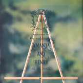 Elegante Bloemen Monogram Crest Wedding Welkomstbo Acryl Bord (Neutraal)