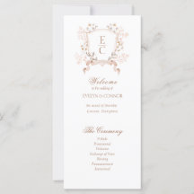 Elegante Bloemen Monogram Kreeft Trouwprogramma