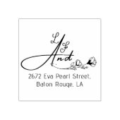 Elegante Bloemen (&) Monogram Naam Initiaal Bruilo Rubberstempel (Afrduk)