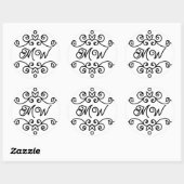 Elegante Bloemen Monogram Vintage bruiloft Ronde Sticker (Vel)