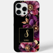 Elegante bloemen monogrammed zwart Case-Mate iPhone case (Achterkant)