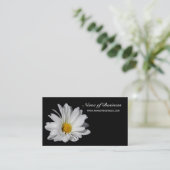 Elegante Bloemen Mooie Witte Daisy op Zwart Visitekaartje (Staand voorkant)