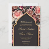 Elegante Bloemen & Moskee Islamitische Moslim Brui Kaart (Voorkant)