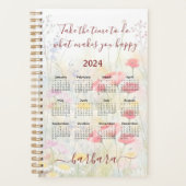Elegante Bloemen Naam Planner Kalender (Voorkant)
