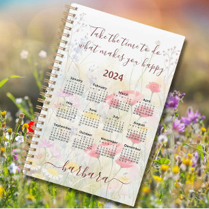 Elegante Bloemen Naam Planner Kalender