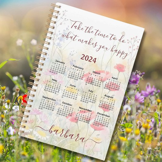 Elegante Bloemen Naam Planner Kalender