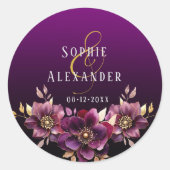 Elegante Bloemen Namen Date Wedding Sticker (Voorkant)
