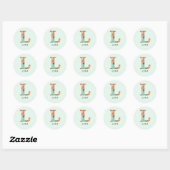 Elegante Bloemen Natuur Letter L Gepersonaliseerde Ronde Sticker (Vel)