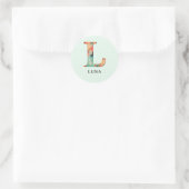 Elegante Bloemen Natuur Letter L Gepersonaliseerde Ronde Sticker (Tas)
