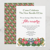 Elegante Bloemen Neutraal Baby shower uitnodiging (Voorkant / Achterkant)