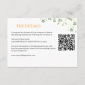 Elegante Bloemen Olijfgroen bruiloft Details Informatiekaartje (Voorkant)