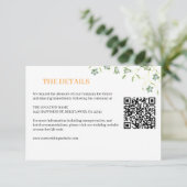 Elegante Bloemen Olijfgroen bruiloft Details Informatiekaartje (Staand voorkant)